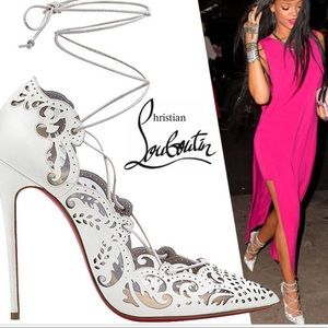 Christian Louboutin White Leather Impera 120mm 8.5